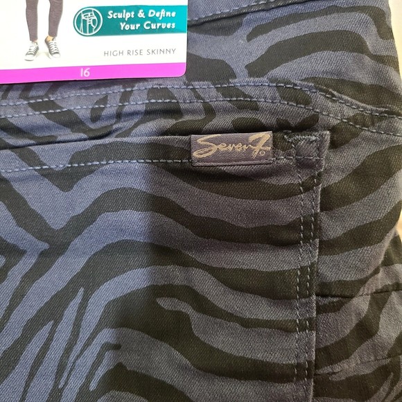 Seven7 Curvy Jean High Rise Skinny Sculpt Define Blue Zebra Plus Size 16 Stretch - Picture 1 of 16